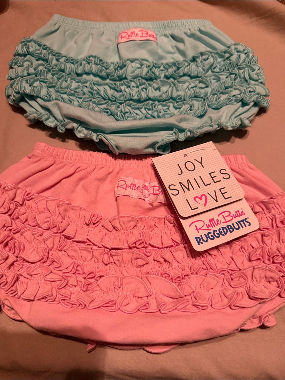 Ruffle Butts Pink & Mint Ruffle Bloomers Duo